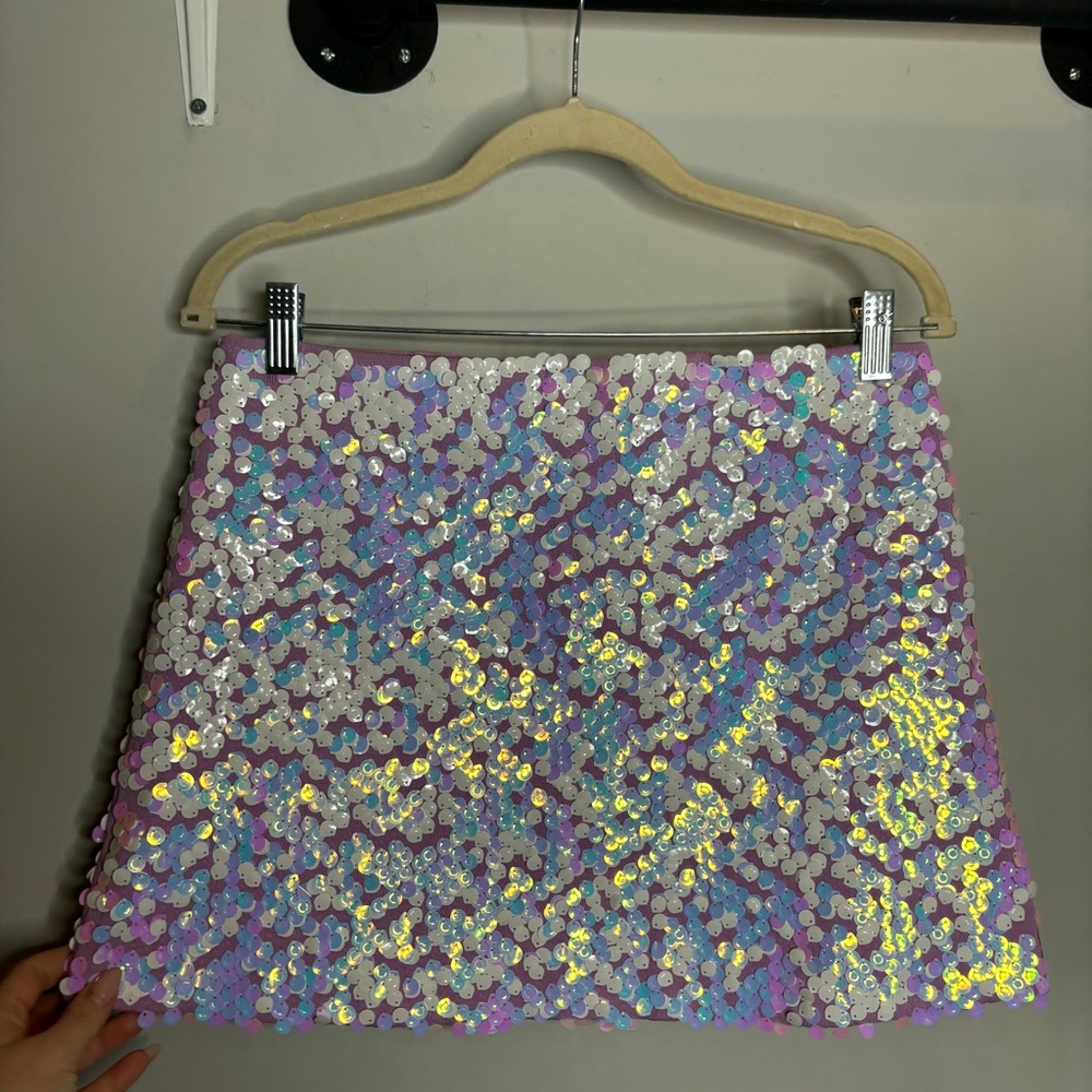 Maje Jirene Sequined Mini Skirt M Violet - Picture 4 of 9